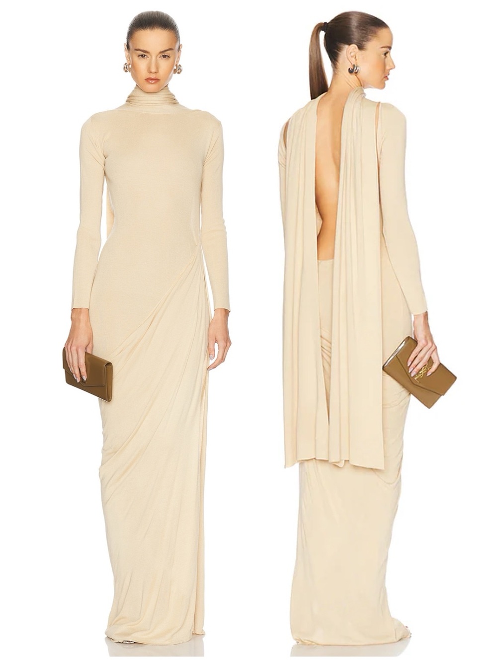 NWT AYA MUSE Vire Women’s Open Back Long Maxi Dress - Buttercream XS